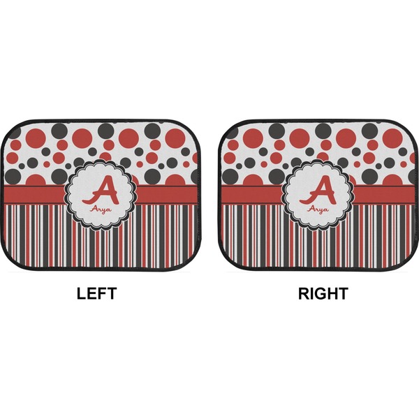 Red & Black Dots & Stripes Car Floor Mats (Back Seat) (Approval)