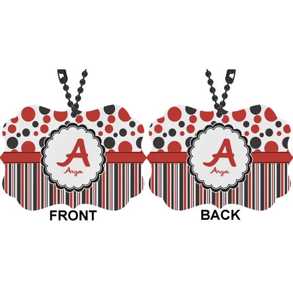 Red & Black Dots & Stripes Car Ornament (Approval)