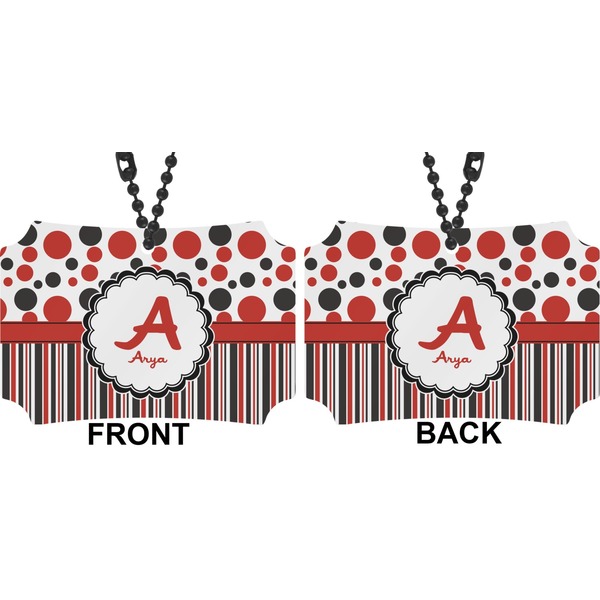 Red & Black Dots & Stripes Car Ornament - Berlin (Approval)