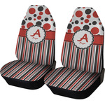 Red & Black Dots & Stripes Car Seat Covers (Set of Two) (Personalized)
