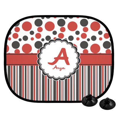 Red & Black Dots & Stripes Car Side Window Sun Shade (Personalized)