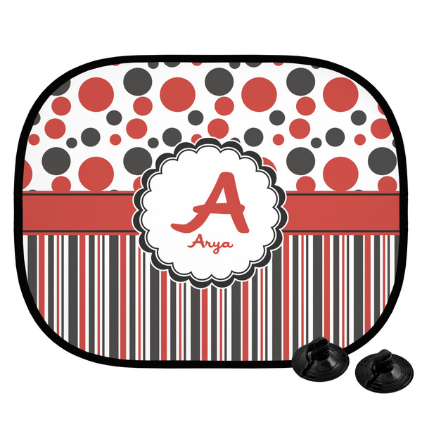Custom Red & Black Dots & Stripes Car Side Window Sun Shade (Personalized)