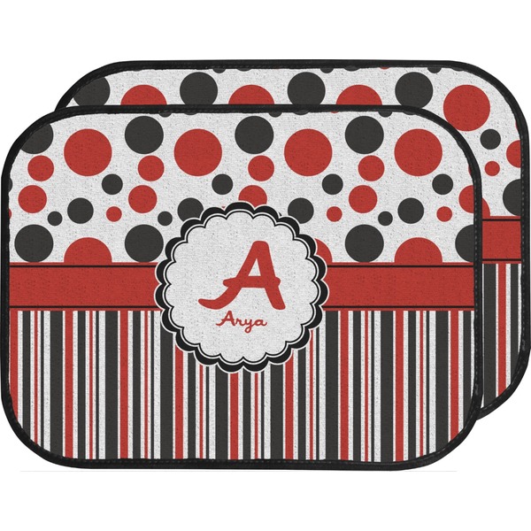 Red & Black Dots & Stripes Custom Car Floor Mats (Back Seat)