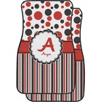 Red & Black Dots & Stripes Car Floor Mats (Personalized)