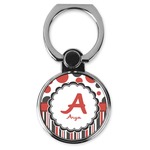 Red & Black Dots & Stripes Cell Phone Ring Stand & Holder (Personalized)