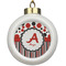 Red & Black Dots & Stripes Ceramic Ball Ornament (Personalized)