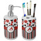 Red & Black Dots & Stripes Ceramic Bathroom Accessories