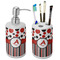 Red & Black Dots & Stripes Ceramic Bathroom Accessories Set (Personalized)