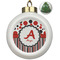 Red & Black Dots & Stripes Ceramic Ball Ornament - Christmas Tree (Personalized)