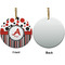 Red & Black Dots & Stripes Ceramic Flat Ornament - Circle Front & Back (APPROVAL)