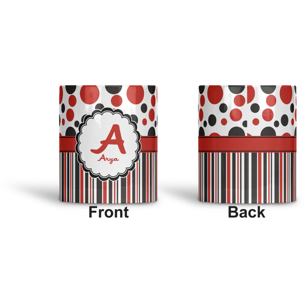 Red & Black Dots & Stripes Ceramic Pen Holder - Apvl
