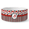 Red & Black Dots & Stripes Ceramic Dog Bowl - Large (Personalized)