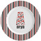 Red & Black Dots & Stripes Ceramic Plate w/Rim