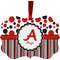 Red & Black Dots & Stripes Christmas Ornament (Front View)
