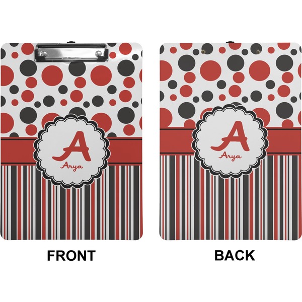 Red & Black Dots & Stripes Clipboard (Letter) (Front + Back)