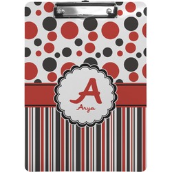 Red & Black Dots & Stripes Clipboard (Personalized)