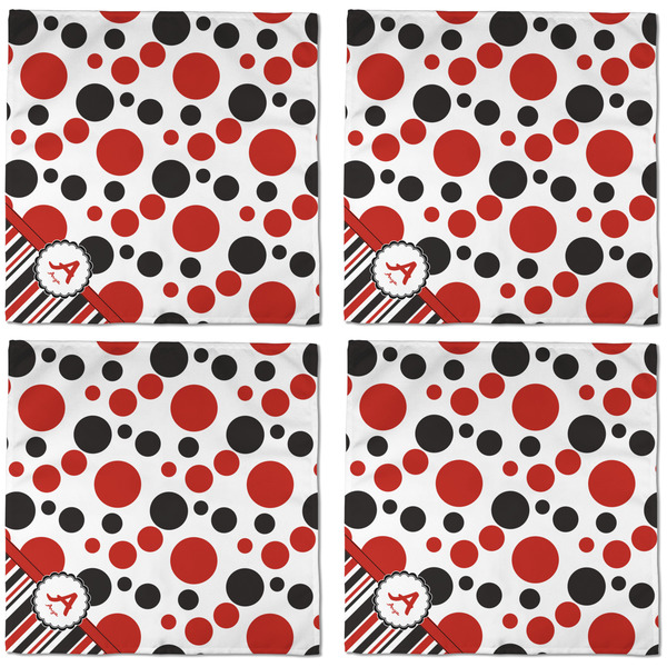 Red & Black Dots & Stripes Cloth Napkins - Personalized Dinner (APPROVAL) Set of 4