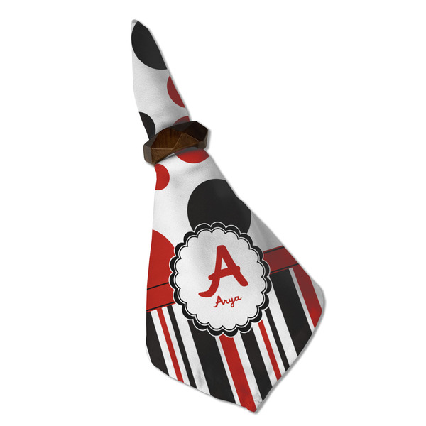 Red & Black Dots & Stripes Cloth Napkins - Personalized Dinner (Folded in Ring) (MAIN)