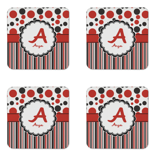 Red & Black Dots & Stripes Coaster Set - APPROVAL