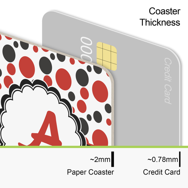 Red & Black Dots & Stripes Coaster Thickness