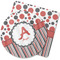Red & Black Dots & Stripes Rubber Backed Coaster (Personalized)