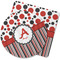 Red & Black Dots & Stripes Rubber Backed Coaster (Personalized)