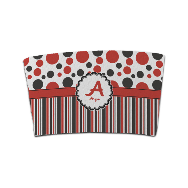 Custom Red & Black Dots & Stripes Coffee Cup Sleeve (Personalized)