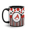 Red & Black Dots & Stripes Coffee Mug - 11 oz - Black