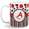 Red & Black Dots & Stripes 11 Oz Coffee Mug - White (Personalized)
