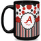 Red & Black Dots & Stripes 15 Oz Coffee Mug - Black (Personalized)