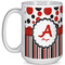 Red & Black Dots & Stripes 15 Oz Coffee Mug - White (Personalized)