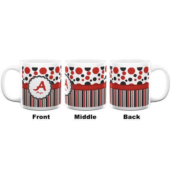 Red & Black Dots & Stripes Coffee Mug - 20 oz - White APPROVAL