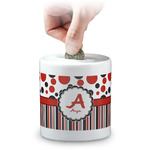 Red & Black Dots & Stripes Coin Bank (Personalized)
