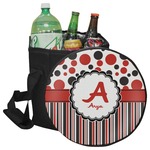 Red & Black Dots & Stripes Collapsible Cooler & Seat (Personalized)