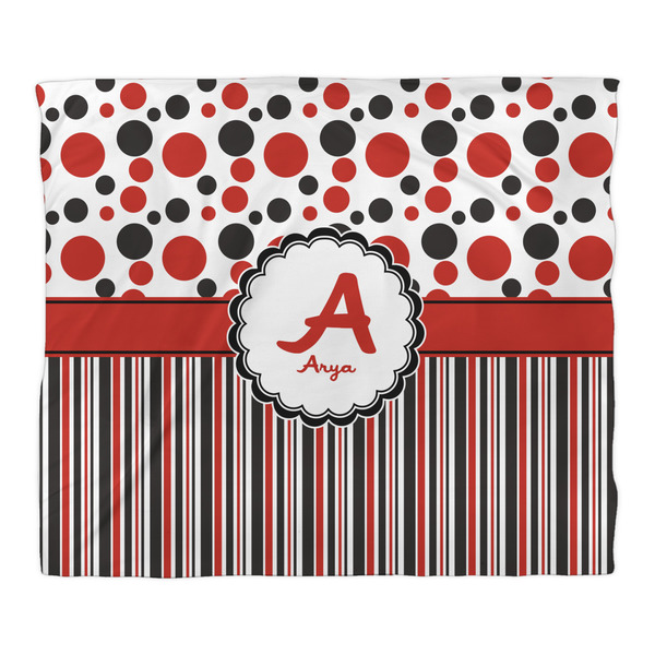 Red & Black Dots & Stripes Comforter - King - Front