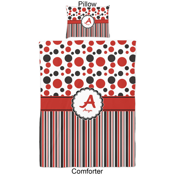 Red & Black Dots & Stripes Comforter Set - Twin - Approval