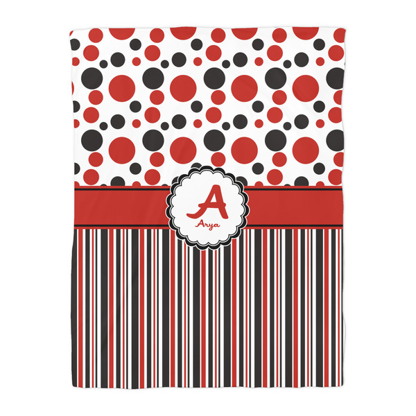 Red & Black Dots & Stripes Comforter - Twin - Front