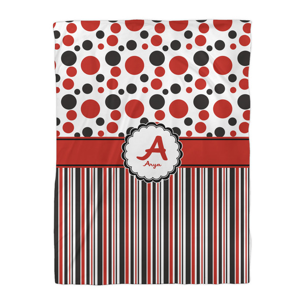 Red & Black Dots & Stripes Comforter - Twin XL - Front