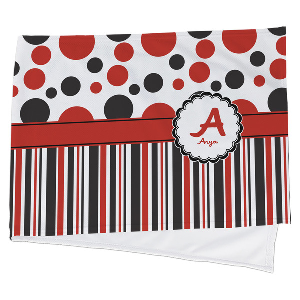 Custom Red & Black Dots & Stripes Cooling Towel (Personalized)