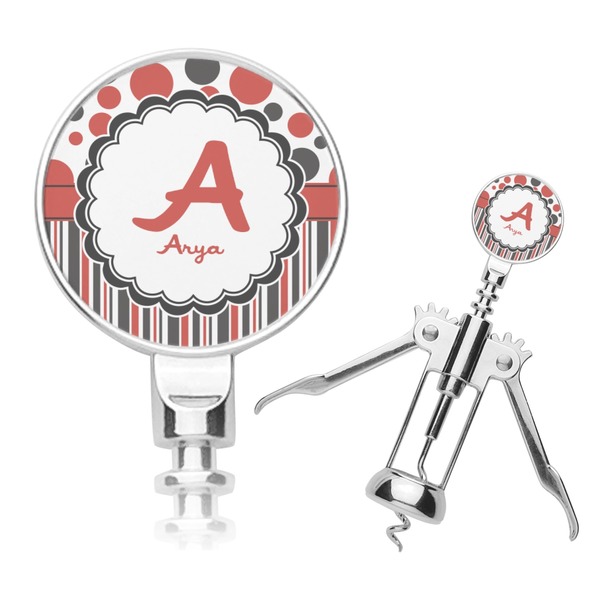 Custom Red & Black Dots & Stripes Corkscrew (Personalized)