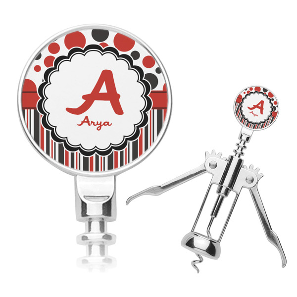 Custom Red & Black Dots & Stripes Corkscrew (Personalized)