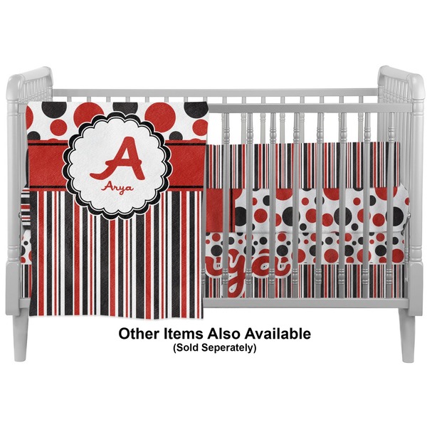 Red & Black Dots & Stripes Crib - Profile Sold Seperately