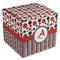 Red & Black Dots & Stripes Cube Favor Gift Box - Front/Main