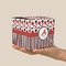 Red & Black Dots & Stripes Cube Favor Gift Box - On Hand - Scale View