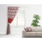 Red & Black Dots & Stripes Curtain With Window and Rod - in Room Matching Pillow