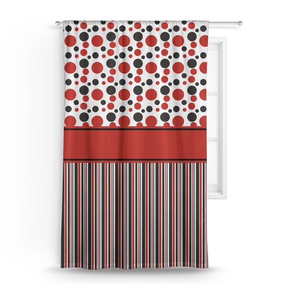 Custom Red & Black Dots & Stripes Curtain - 50"x84" Panel