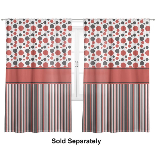 Custom Red & Black Dots & Stripes Curtain Panel - Custom Size