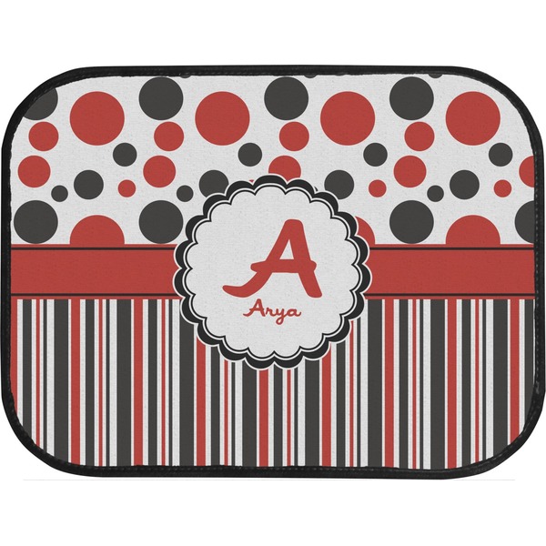 Red & Black Dots & Stripes Custom Car Floor Mats (Back Seat)