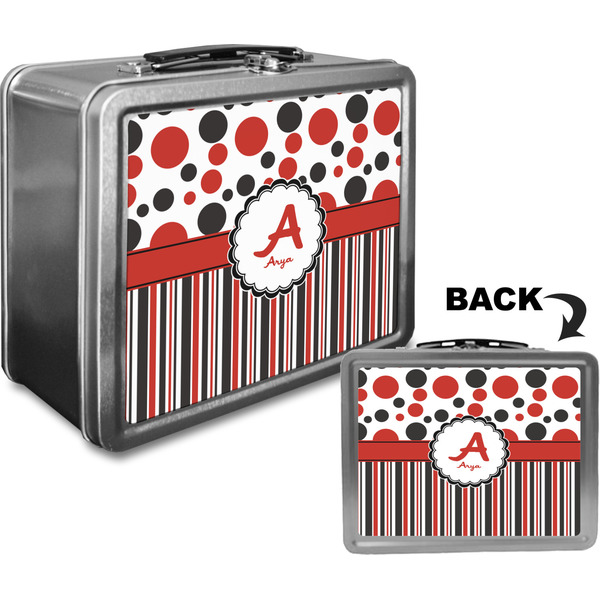 Red & Black Dots & Stripes Custom Lunch Box / Tin Approval