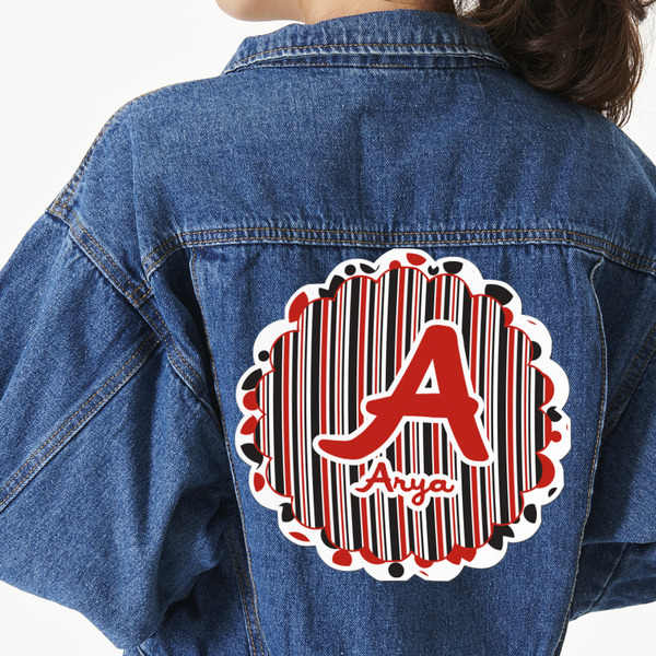 Custom Red & Black Dots & Stripes Twill Iron On Patch - Custom Shape - 3XL (Personalized)